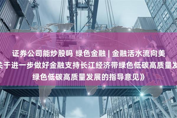 证券公司能炒股吗 绿色金融 | 金融活水流向美丽长江——评《关于进一步做好金融支持长江经济带绿色低碳高质量发展的指导意见》