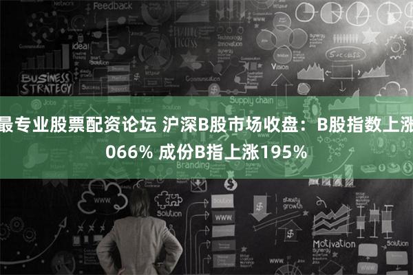 最专业股票配资论坛 沪深B股市场收盘：B股指数上涨066% 成份B指上涨195%